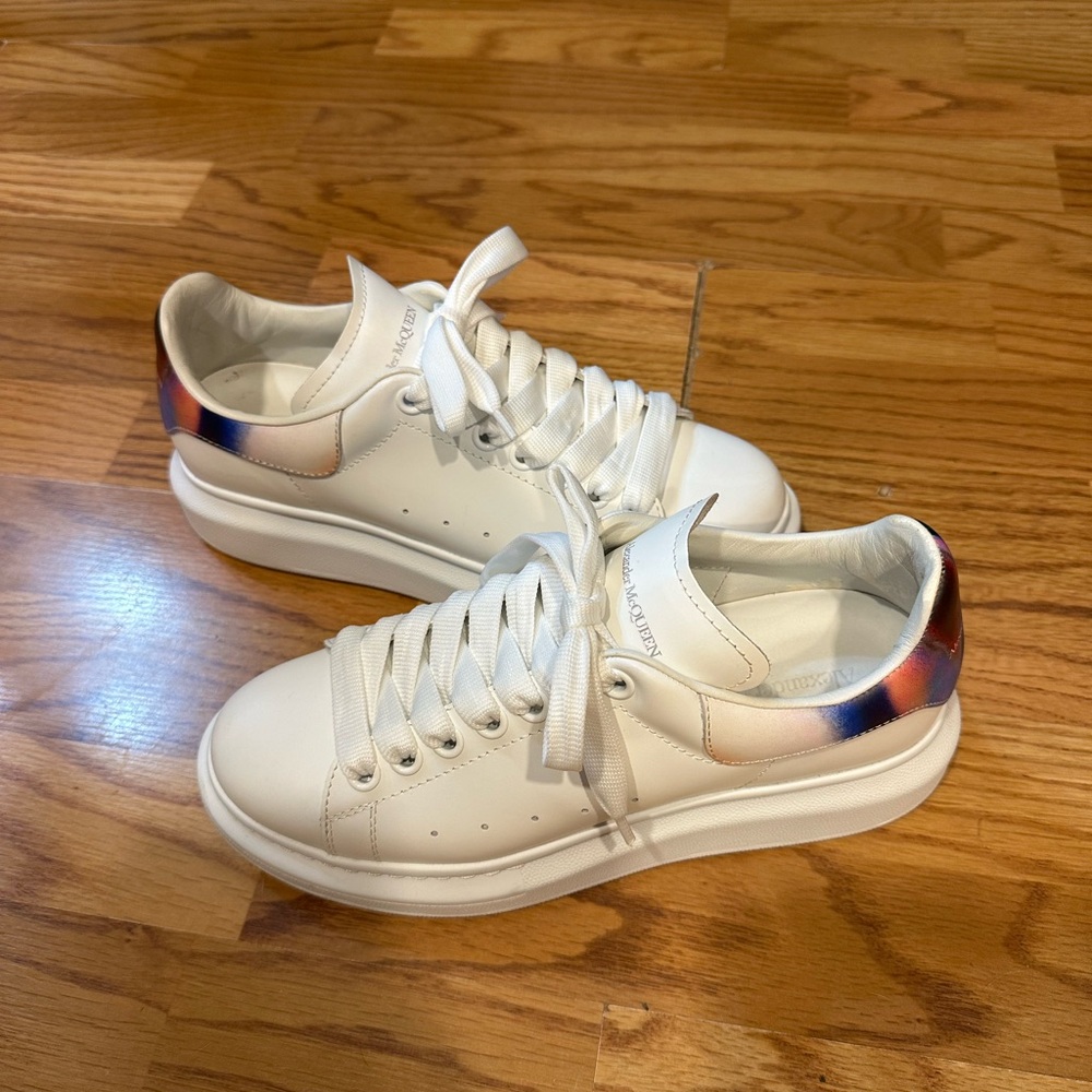 Alexander McQueen White Sneakers with Colorful Heel